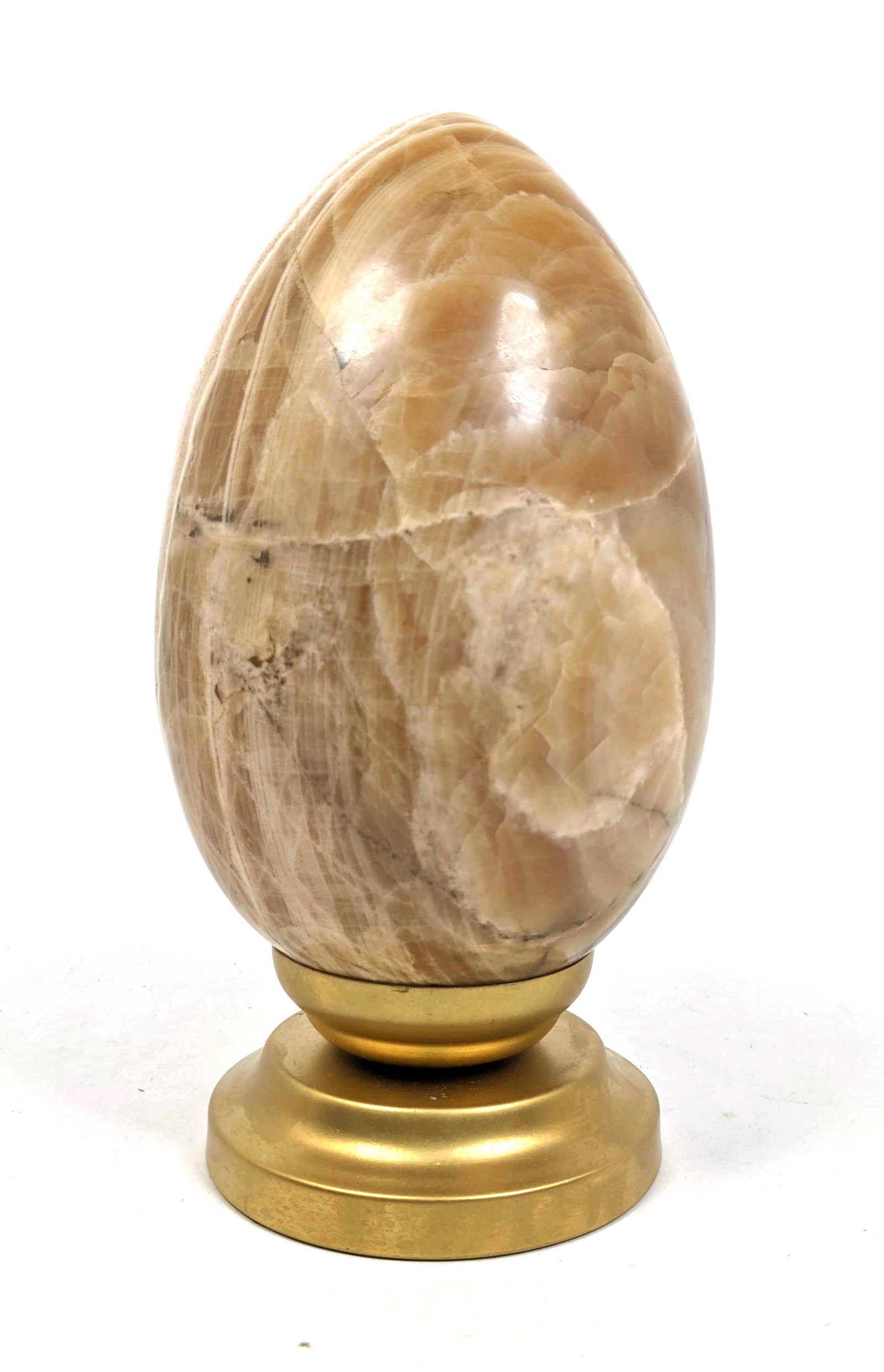 Large Natural Stone Onyx Egg. Metal Stand (1 of 11)