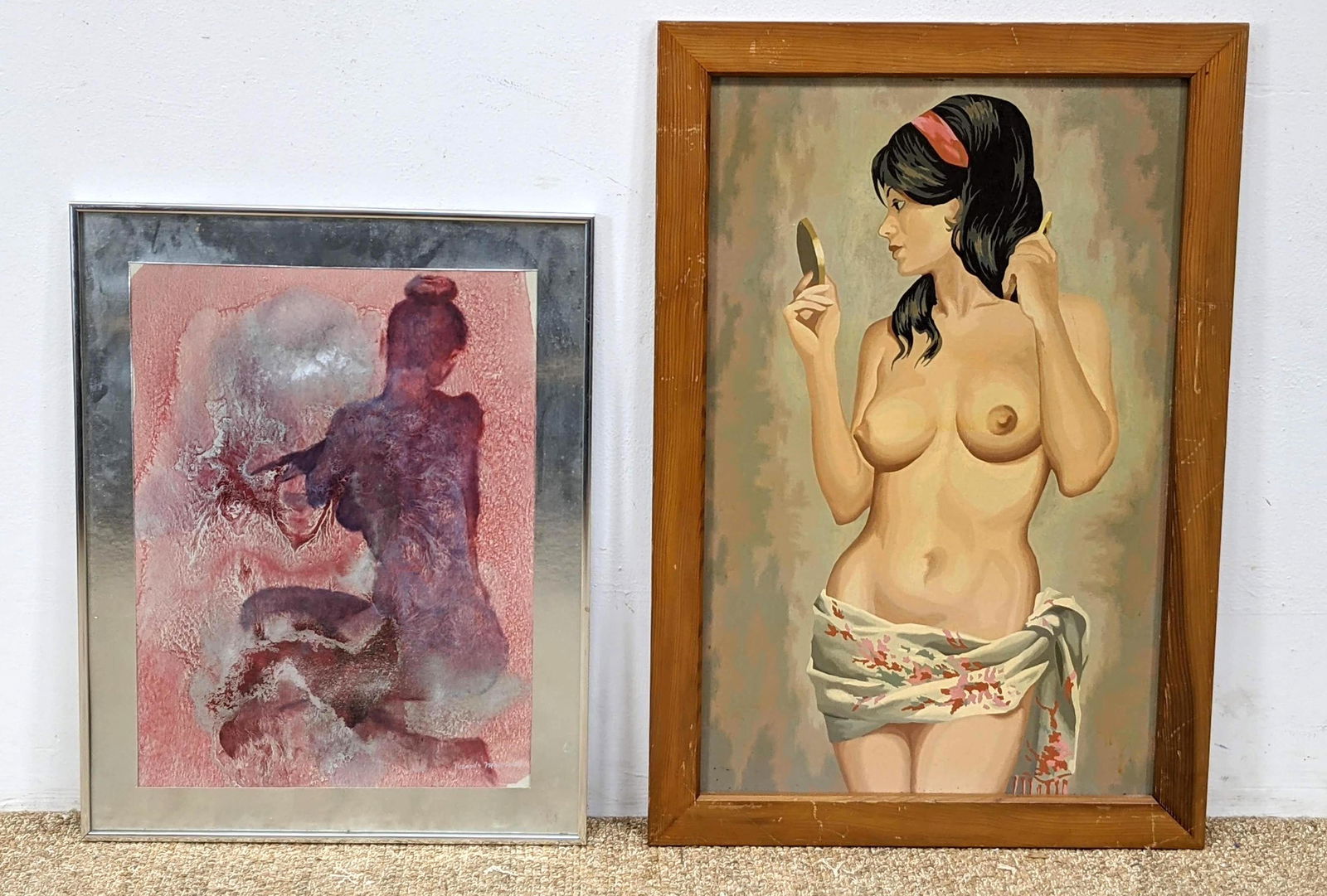 2pcs Figural Modern Paintings. Signed watercolor, Paint (1 of 9)
