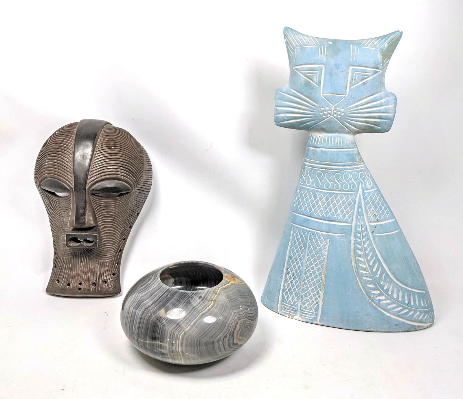 3pc Modern Design Shelf Lot. Natural Stone Bowl Vase. A (1 of 20)