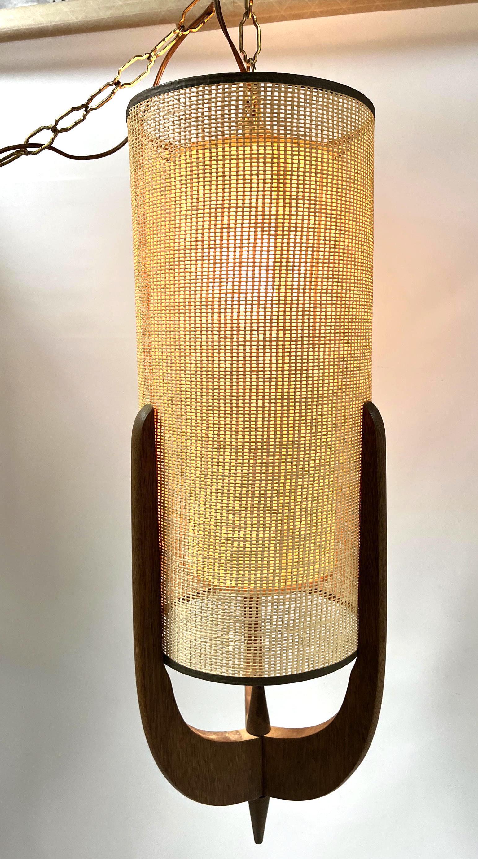 Mid Century Hanging Pendant Light Lamp. Cylindrical wov (1 of 9)