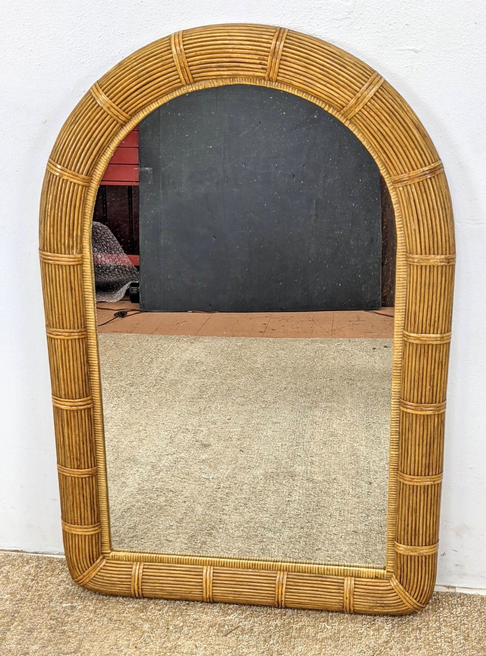 Bundled Pencil Reed Frame Wall Mirror. Arched form. (1 of 7)