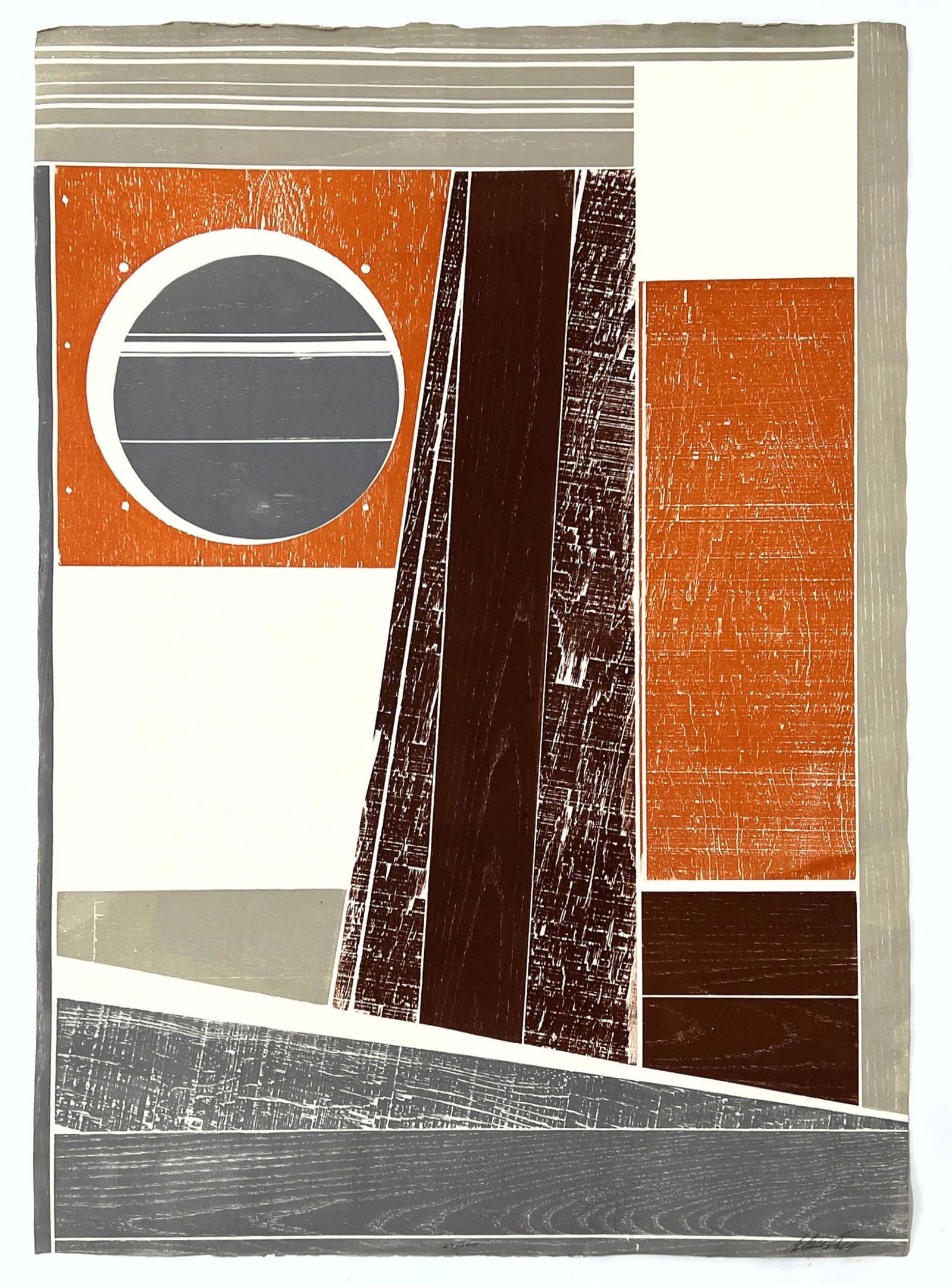 Signed Modernist Abstract Japanese Woodblock Print. "Ov (1 of 11)