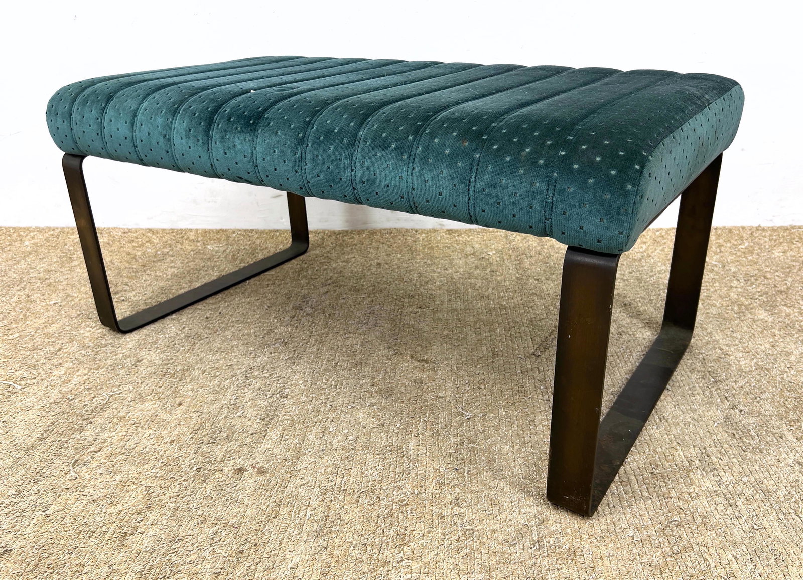 Modernist Upholstered Bench Seating. Teal Channel Uphol (1 of 8)