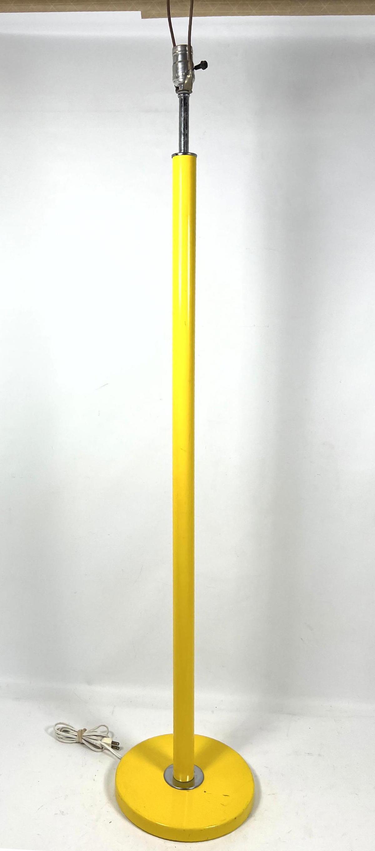 Bright Sunny Yellow Enameled Metal Floor Lamp. Chrome t (1 of 8)