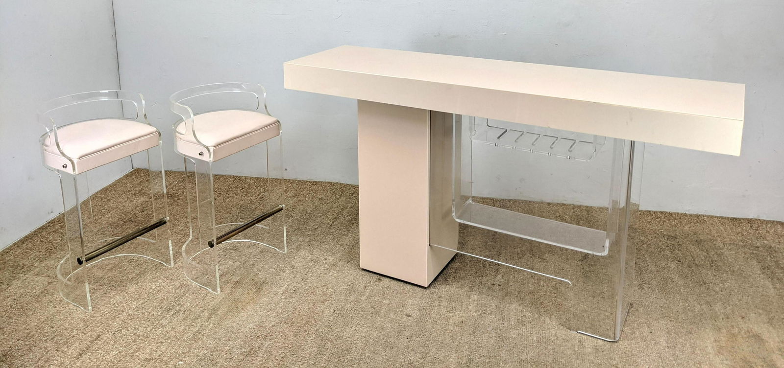 3pc Modernist Lucite and Laminate Bar, Stools. HILL. Ca (1 of 16)