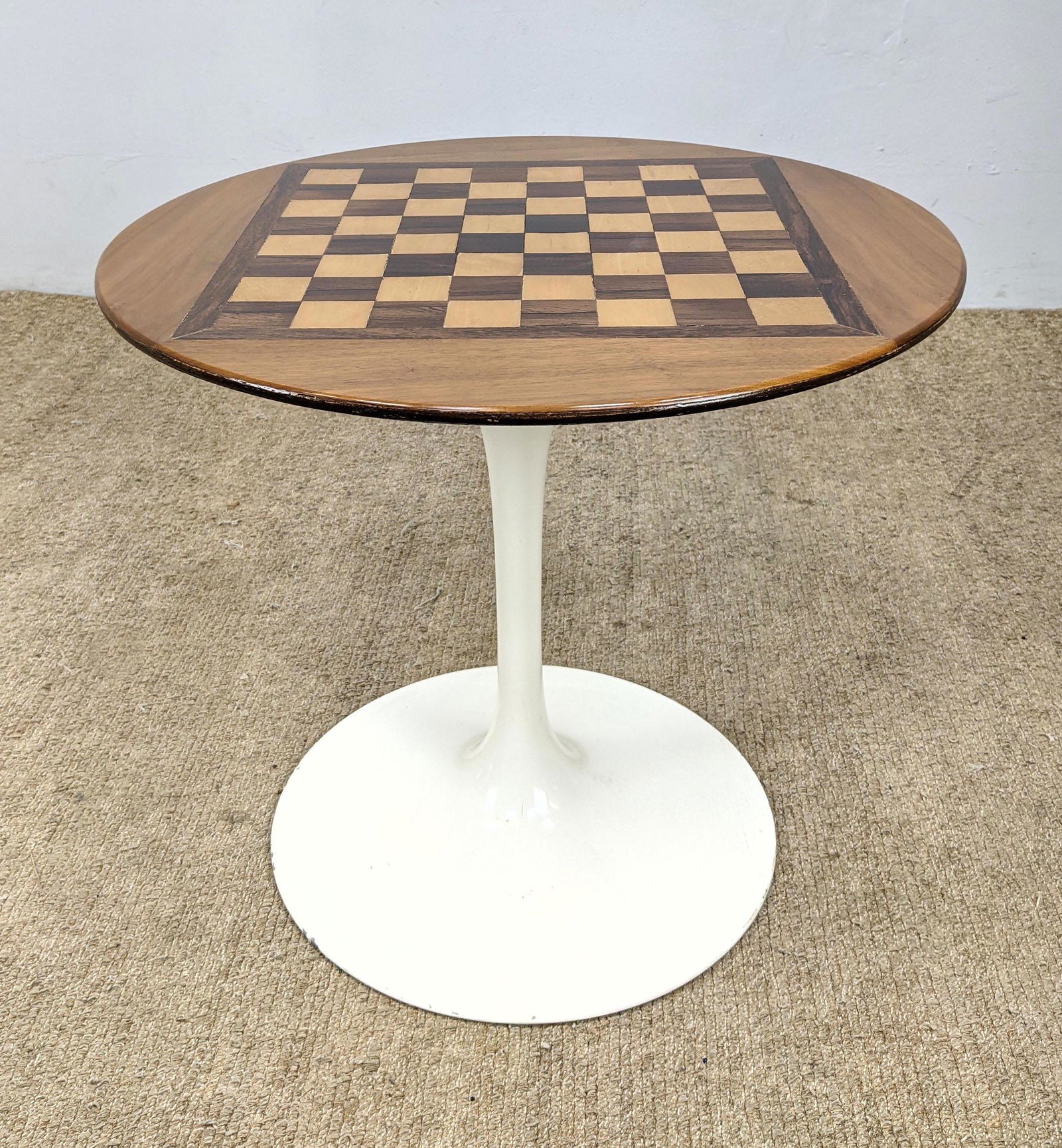 Inlaid Wood Chess Checkerboard Top Tulip Table. Knoll B (1 of 9)