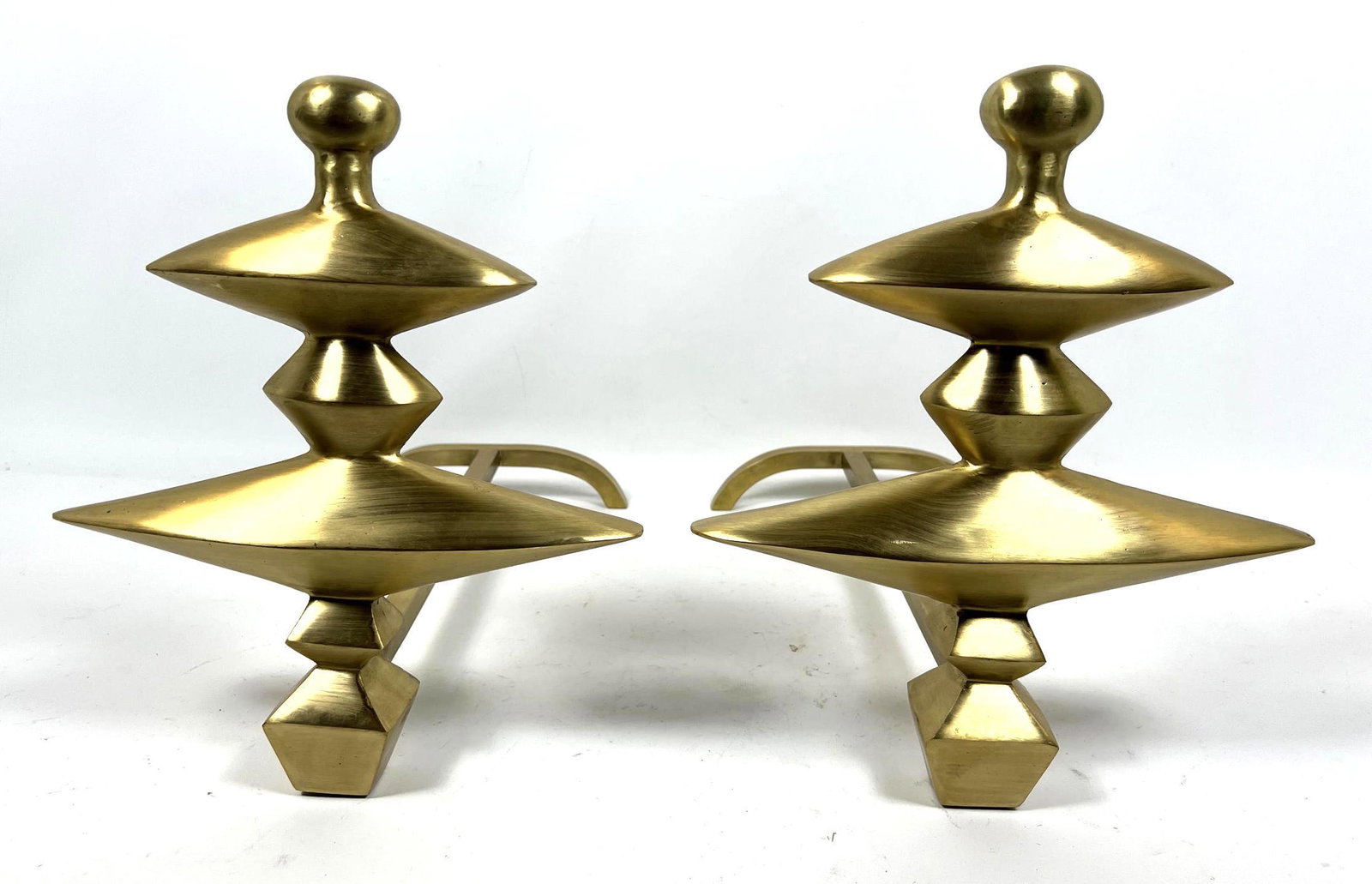 Pr Giacometti style Bronze Modernist Andirons. Elegant (1 of 9)