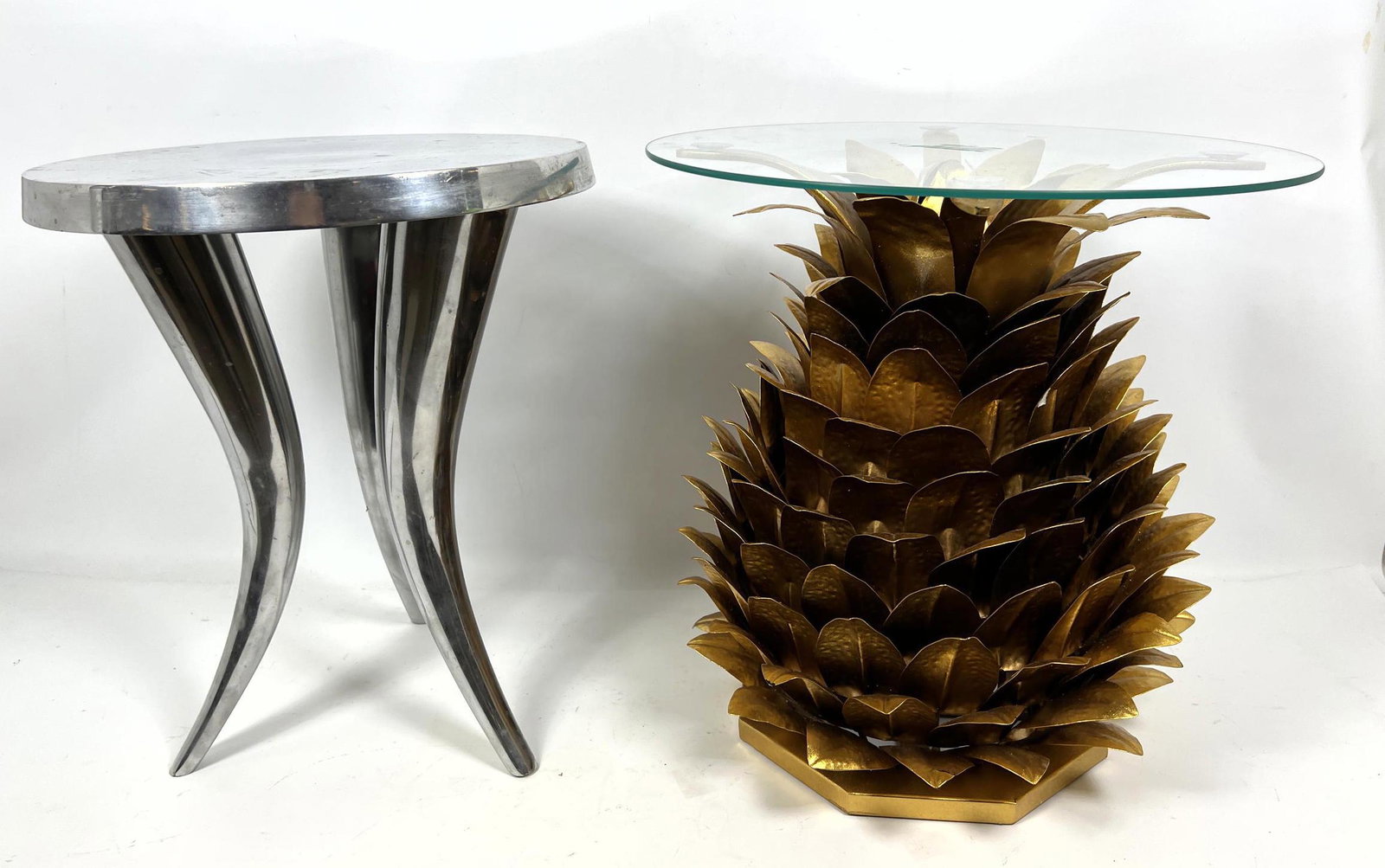 2pcs. Contemporary Gilt Metal Pineapple Form Side Table (1 of 10)