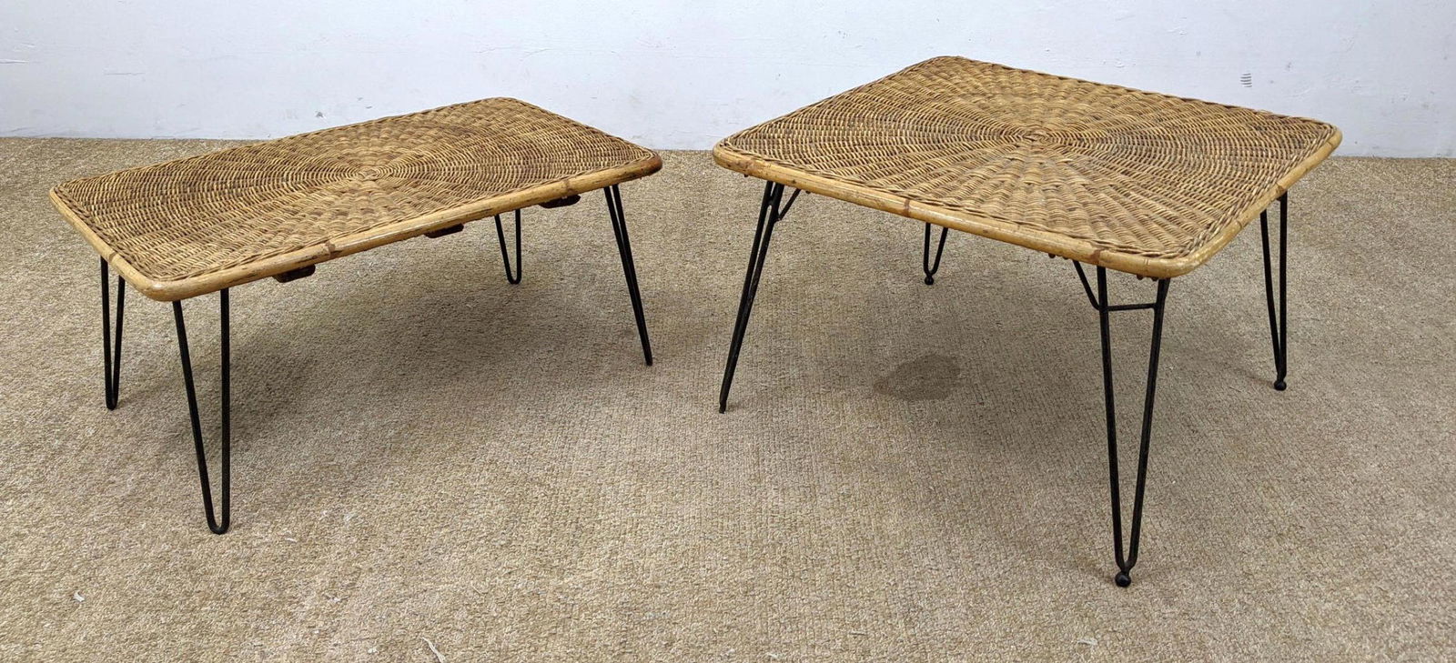 2pcs Woven Wicker Rattan Tables with Iron Legs. Possibl (1 of 11)