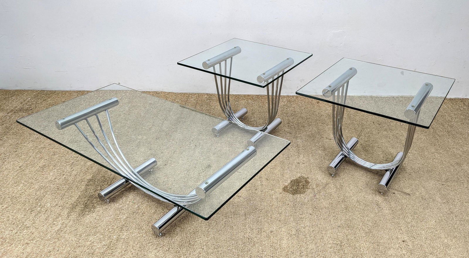 3pcs Chrome and Glass Tables.  Coffee and end Tables U (1 of 8)