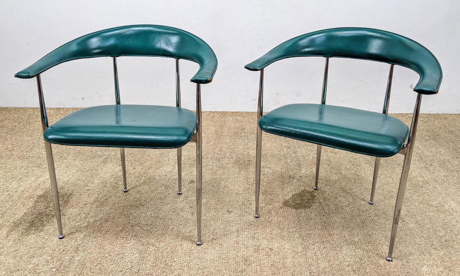 Pr Italian Modernist Chrome Frame Arm Lounge Chairs.  A (1 of 18)