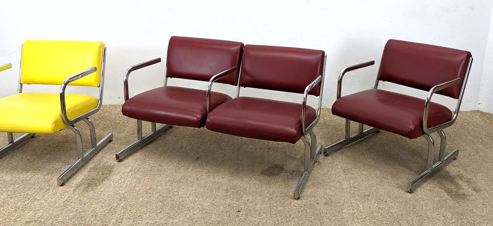 3pcs Modernist Chrome Frame Set.  2 Chairs and a Love s (1 of 15)