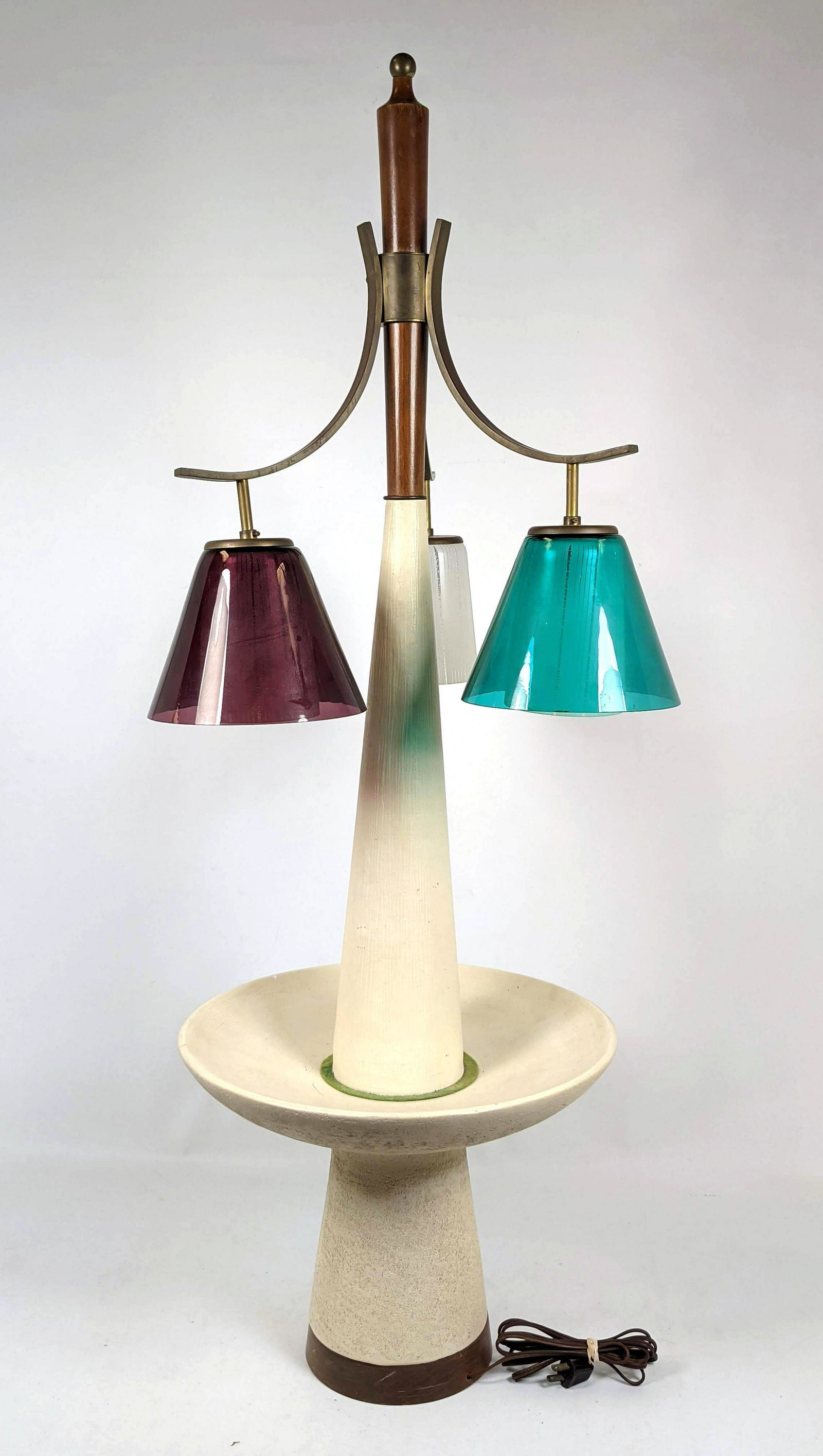 Mid Century Colored Glass Shade Table Lamp. (1 of 16)