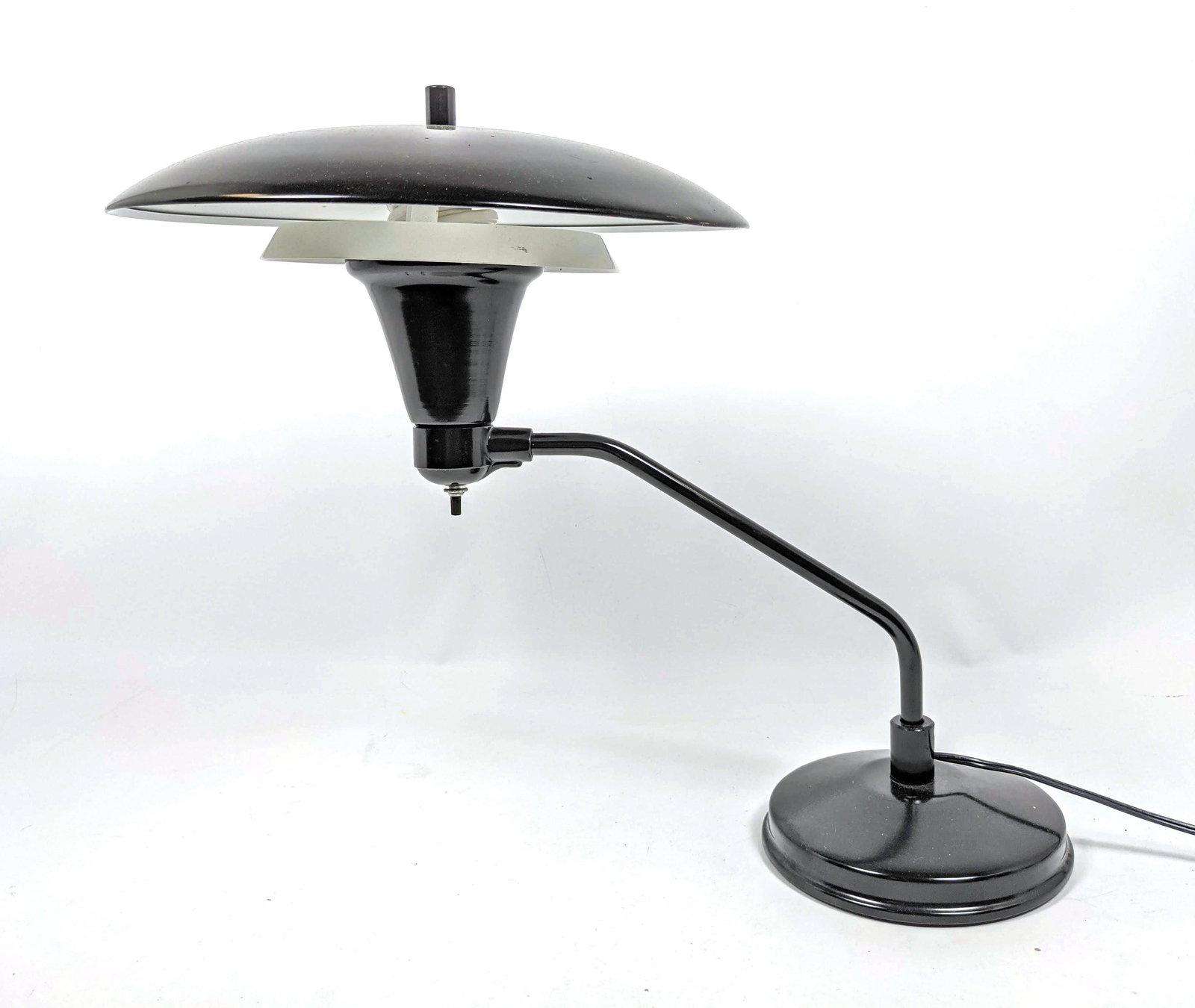 Black Enamel Saucer Form Desk Table Lamp. Modernist Lig (1 of 13)