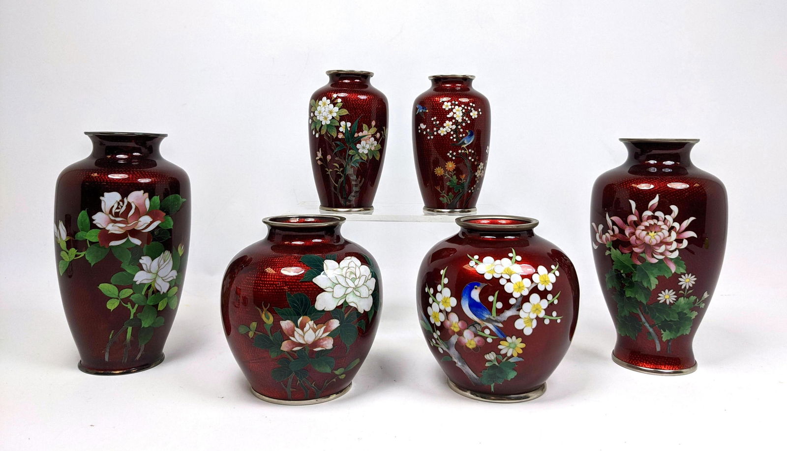 6pc Japanese Sato Cloisonne Enamel Vases. Nice Collecti (1 of 20)