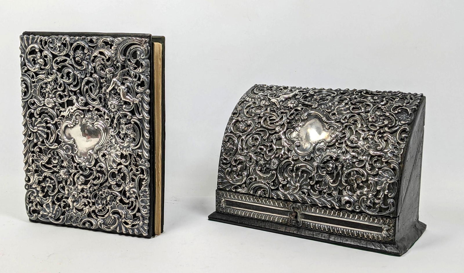 Ornate Sterling Silver Book Cover and Large Letter Box. (1 of 14)