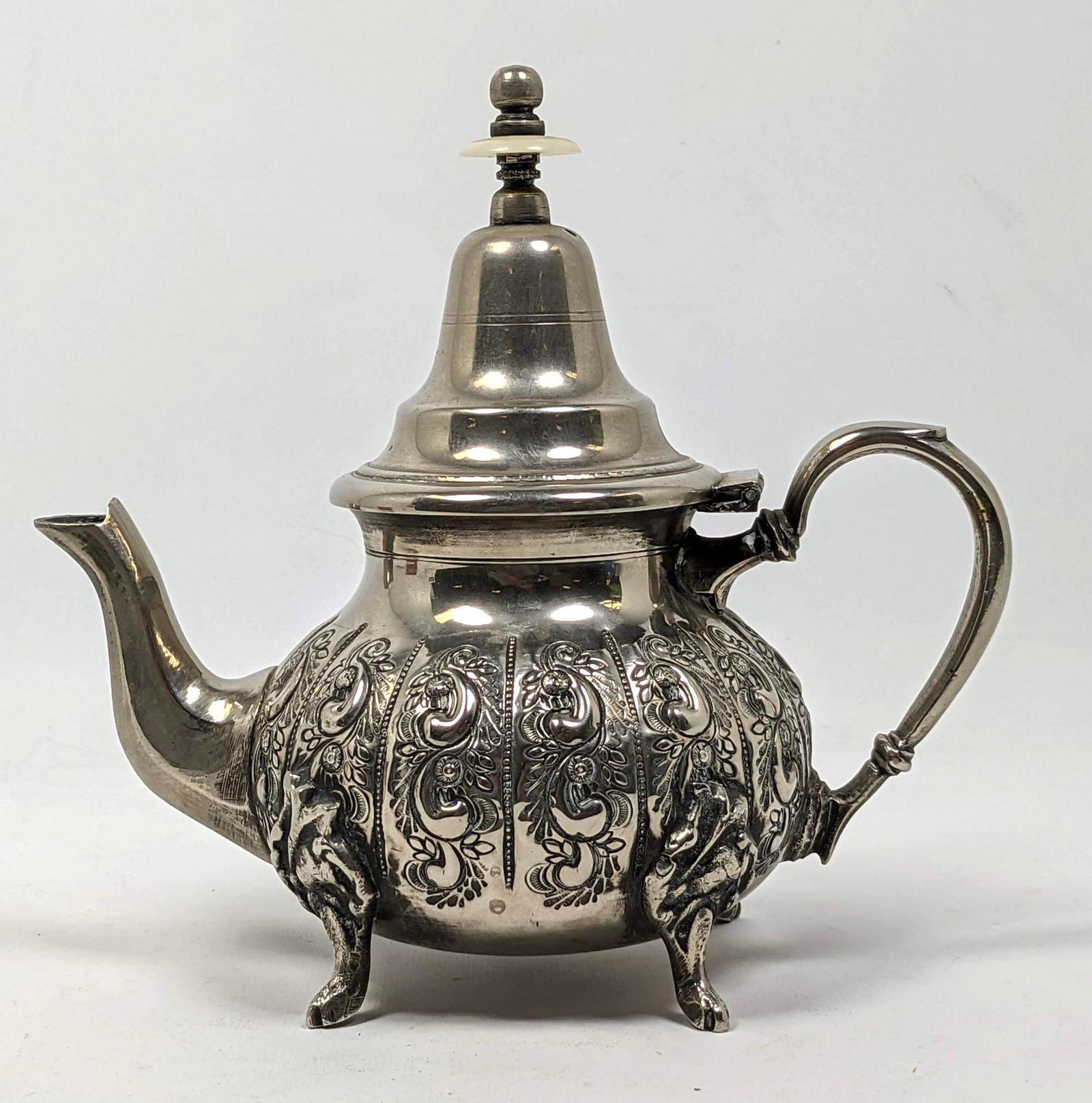 Arabic Silver Pitcher Teapot inscribed on bottom (1 of 8)