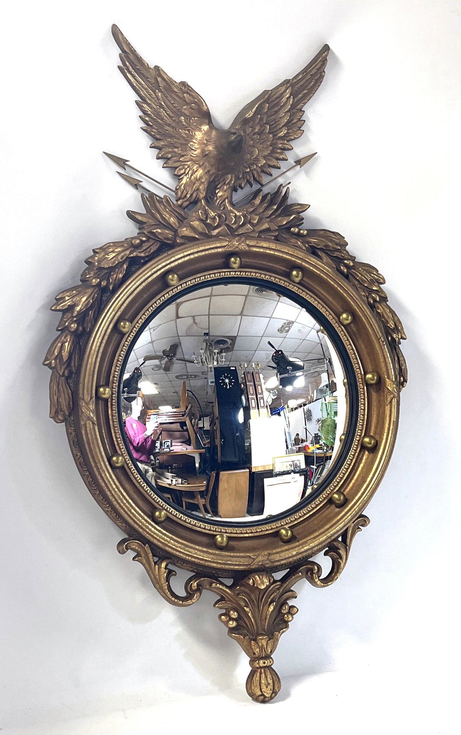 Eagle Top Round Bull's Eye Mirror. Eagle and arrows. Mo (1 of 10)