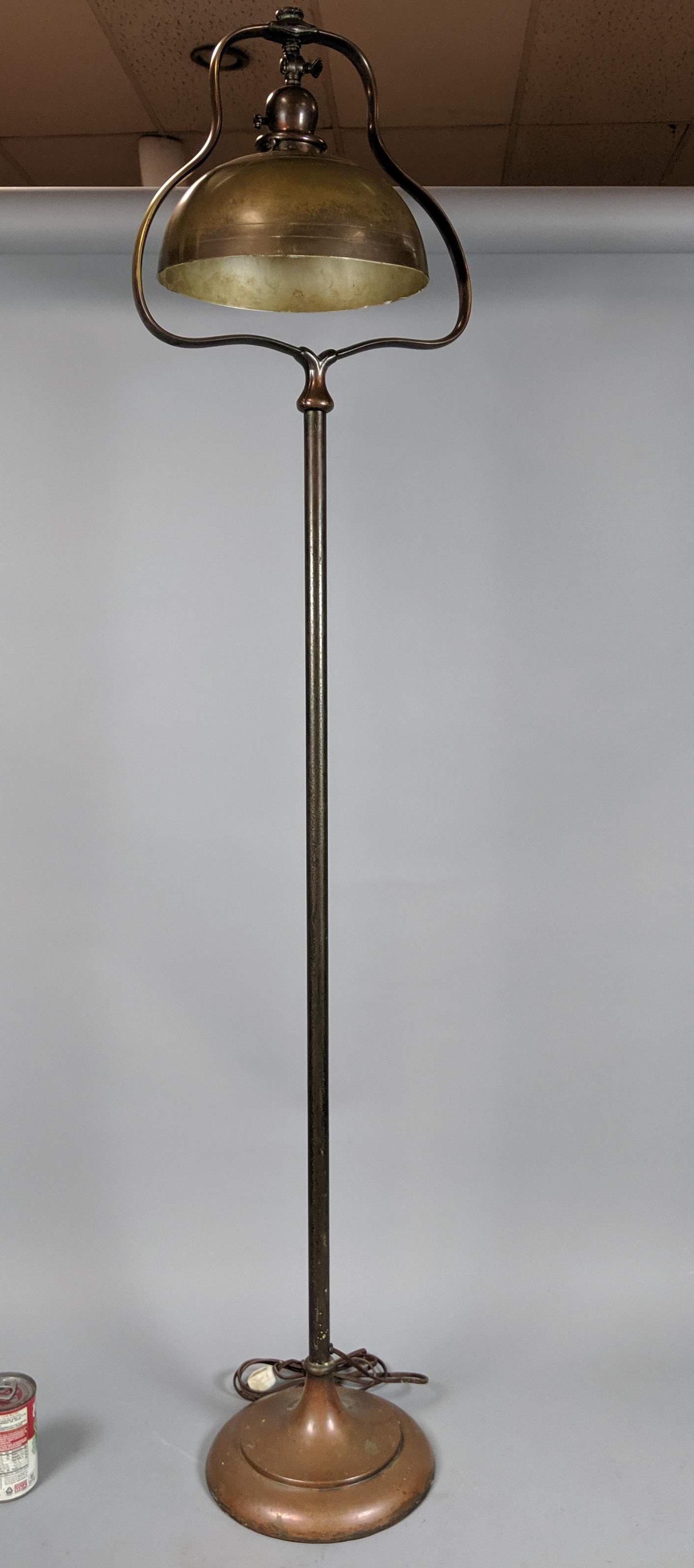 HANDEL Antique Bronze Floor Lamp. Art Nouveau Form with (1 of 11)