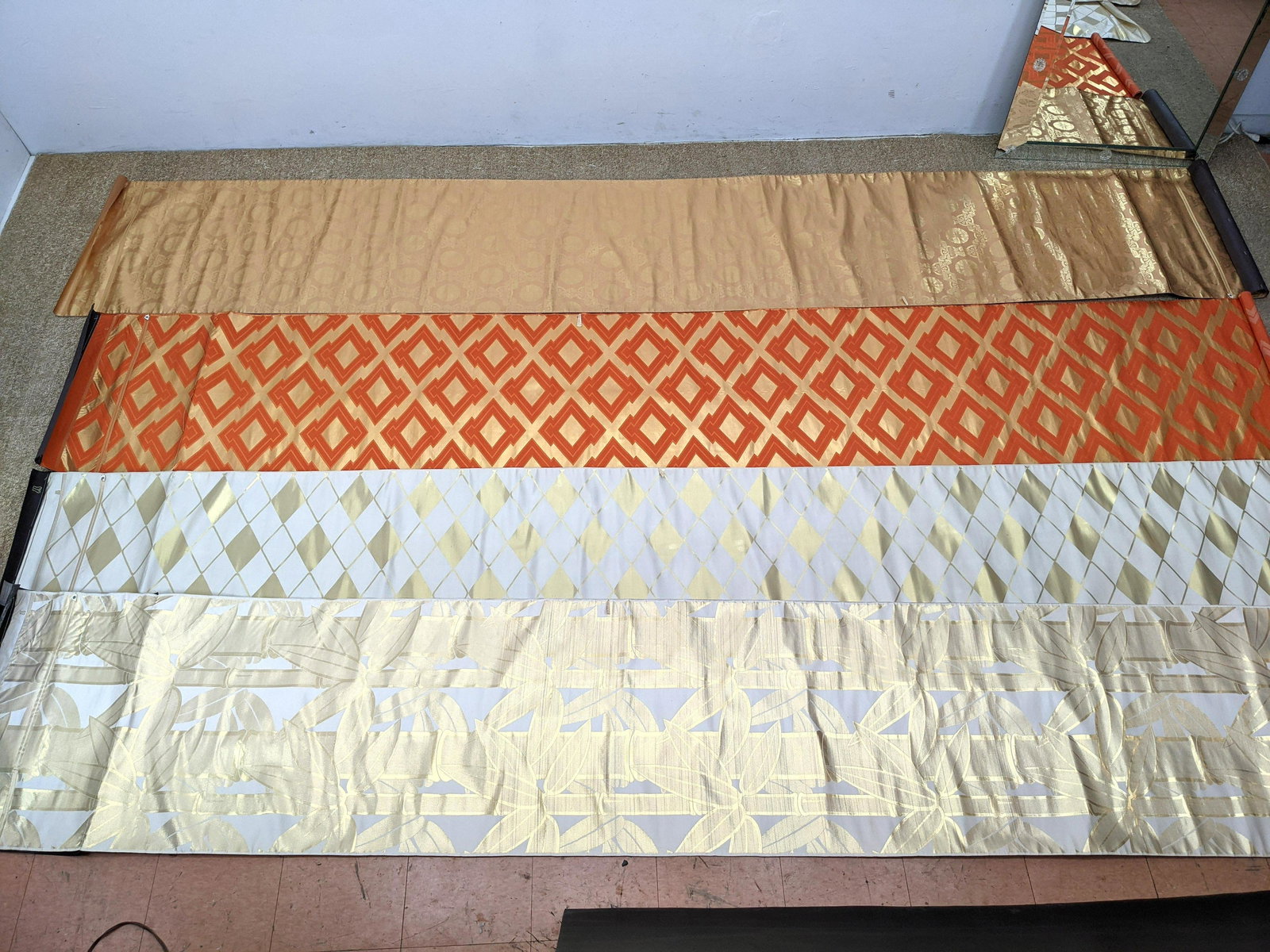 4pc Asian Japanese Textile Pieces. Some woven design. S (1 of 20)