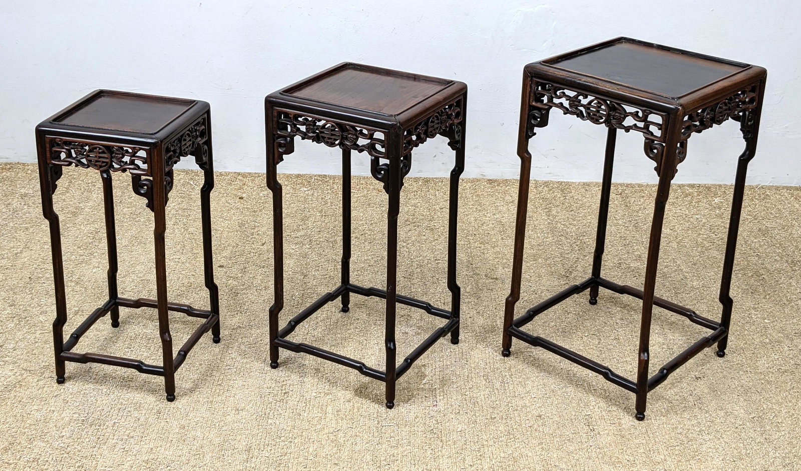 Set 3 Asian Small Square Nesting Tables.  Delicate eleg (1 of 16)