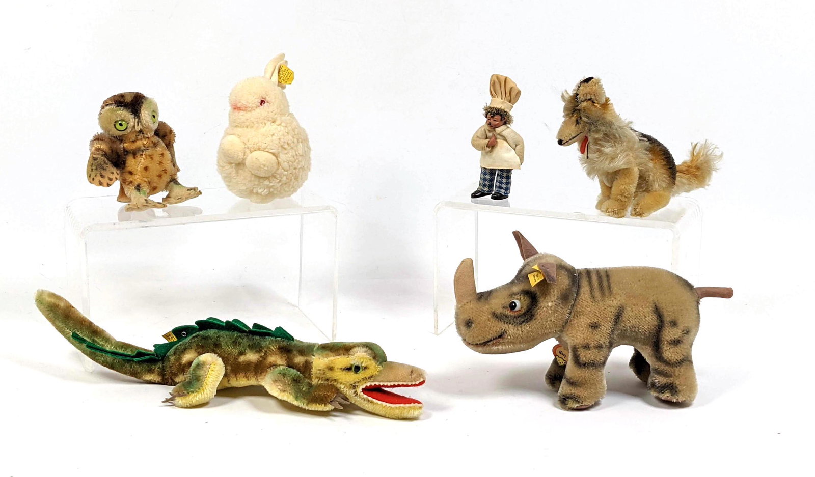6 STEIFF animal Figures. GATY, NOSY, Owl, etc. (1 of 20)