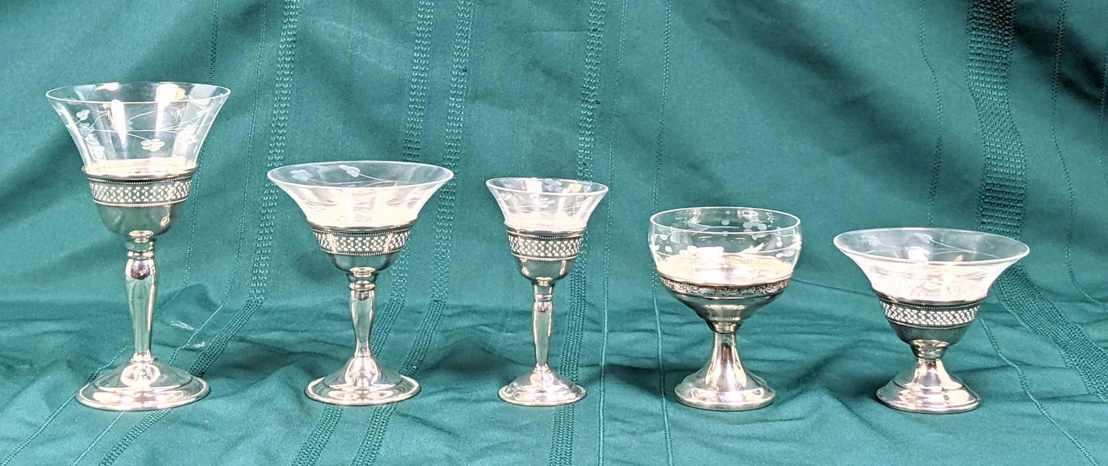 55+ Pieces of Sterling and Crystal Stemware. 60 ozt of (1 of 14)