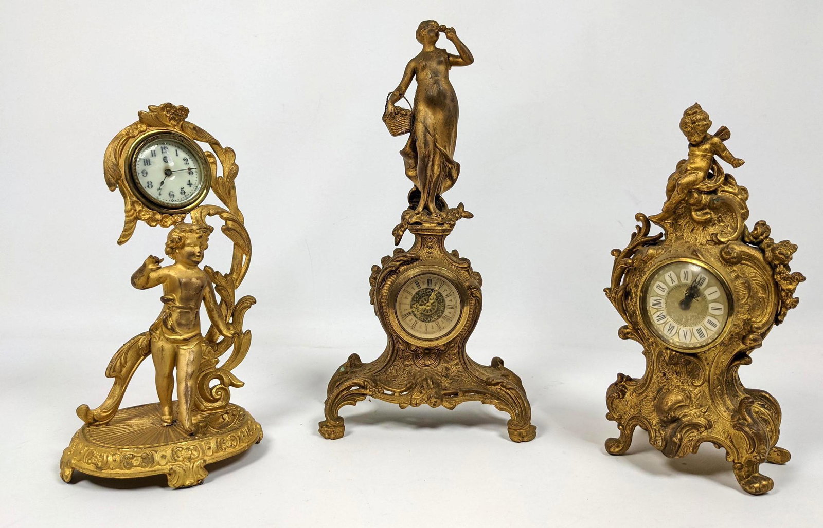 3pcs Vintage Metal Table Clocks. Figural. (1 of 19)