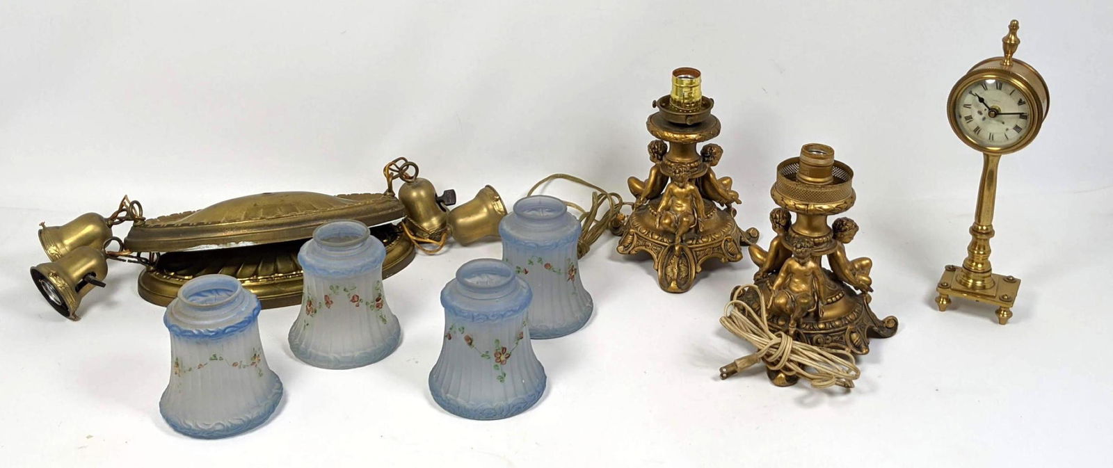 Vintage Ceiling Lights with Painted Shades, Clock and L (1 of 13)