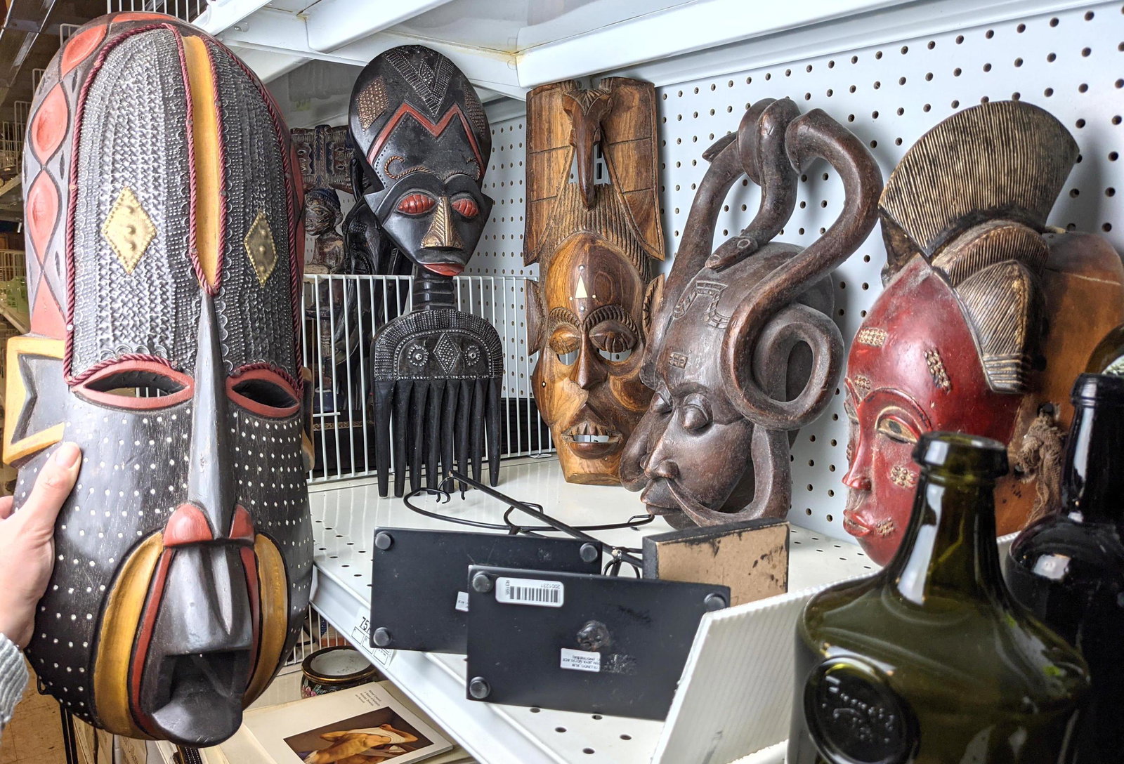 Collection Carved Wood Mask. One with figural snakes. S (1 of 20)