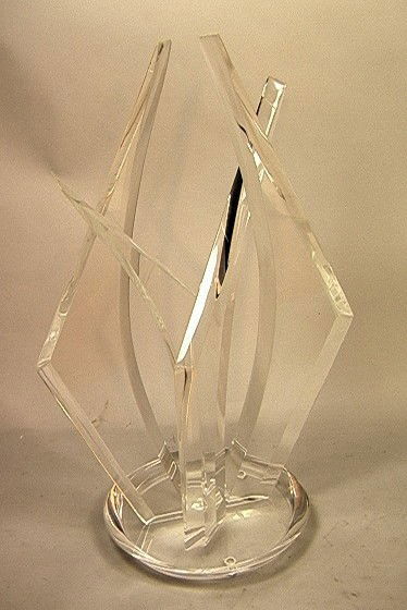 Van Teal Lucite Table Sculpture. Angled flames.: Van Teal Lucite Table Sculpture. Angled flames. Signed.-- Dimensions: H: 24 inches: W: 15 inches: D: 10 inches --- Condition (General): Very Good Condition. Please contact us with specific questions a