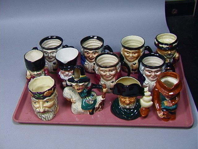 lot 12pc Toby Character Neptune Jugs English Sho: lot 12pc Toby Character Neptune Jugs English Shorter and sons and other makers. Neptune, mother Hubbard, mother goose.-- Dimensions: --- Condition (General): Good condition. Please contact us with spe