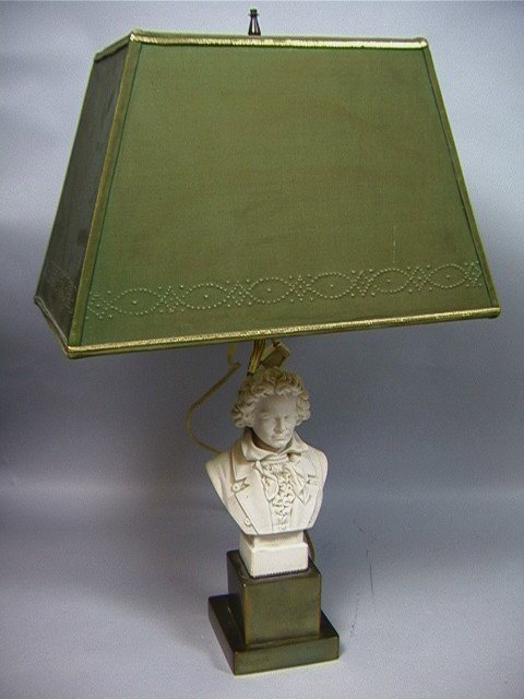 Parian Lamp of Beethoven.: Parian Lamp of Beethoven.-- Dimensions: H: 11.5 inches --- Condition (General): Very Good Condition. Please contact us with specific questions about condition, not visible in the photos. --- US Shippi