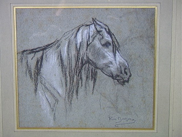 ROSA BONHEUR Pastel of Horse.: ROSA BONHEUR Pastel of Horse.-- Dimensions: H: 7.5 inches: W: 9 inches --- Condition (General): Good condition. Please contact us with specific questions about condition, not visible in the photos. --