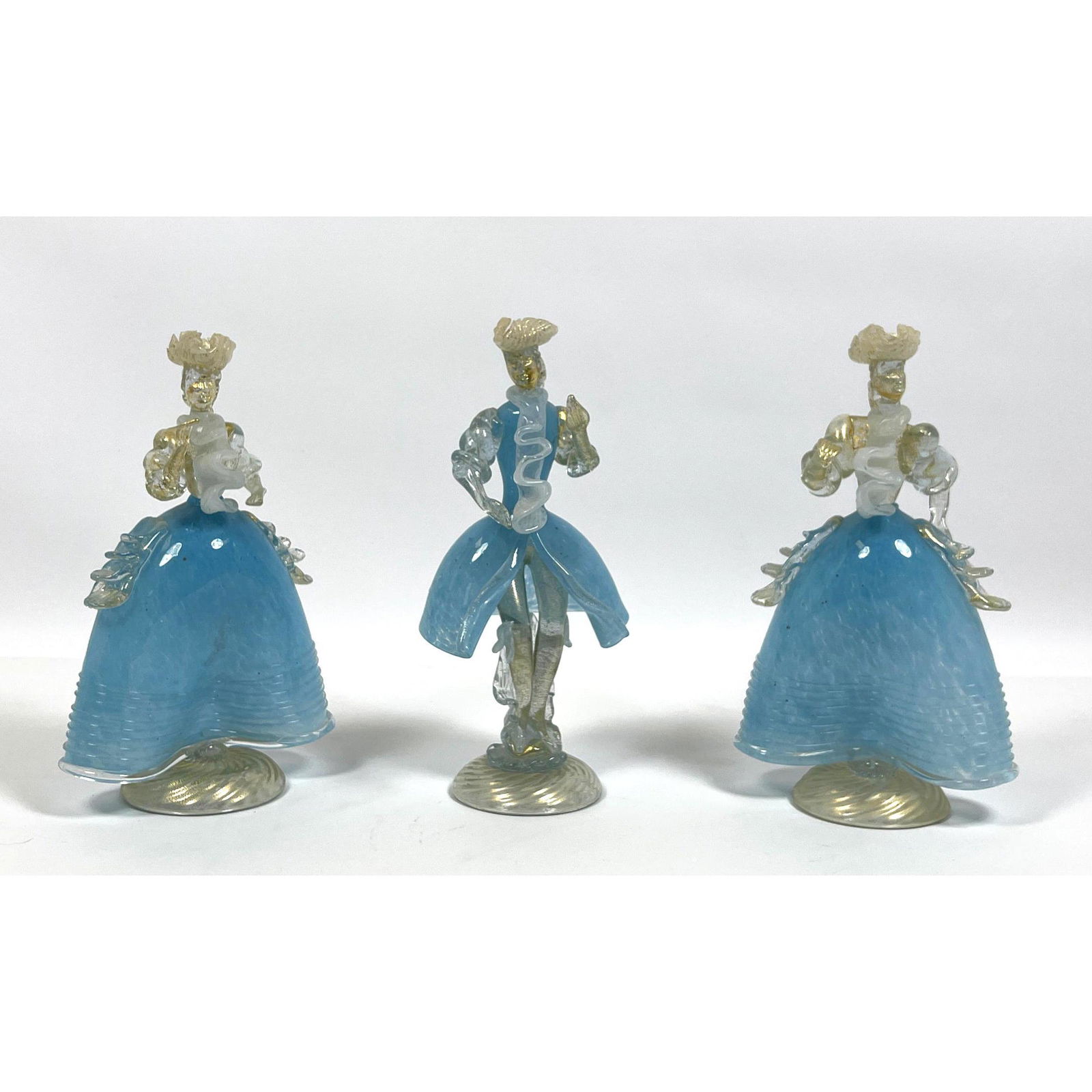 3pc Murano Italian Art Glass Figures. Pair Females with (1 of 8)