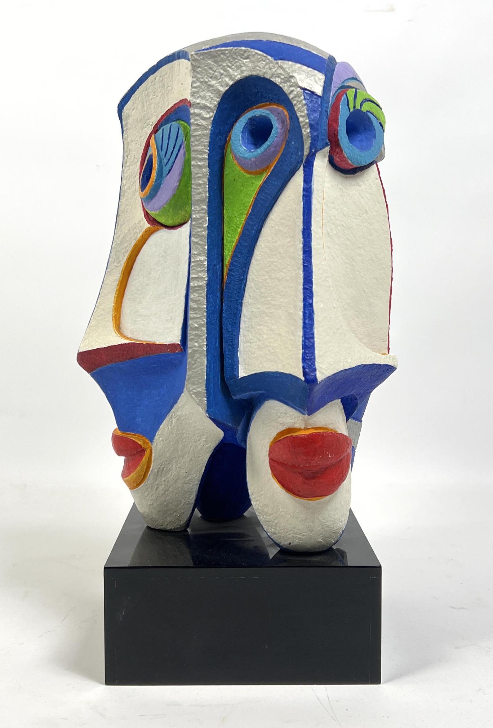 FINCH '81 Painted Portrait Bust Modernist Sculpture. Fa (1 of 10)