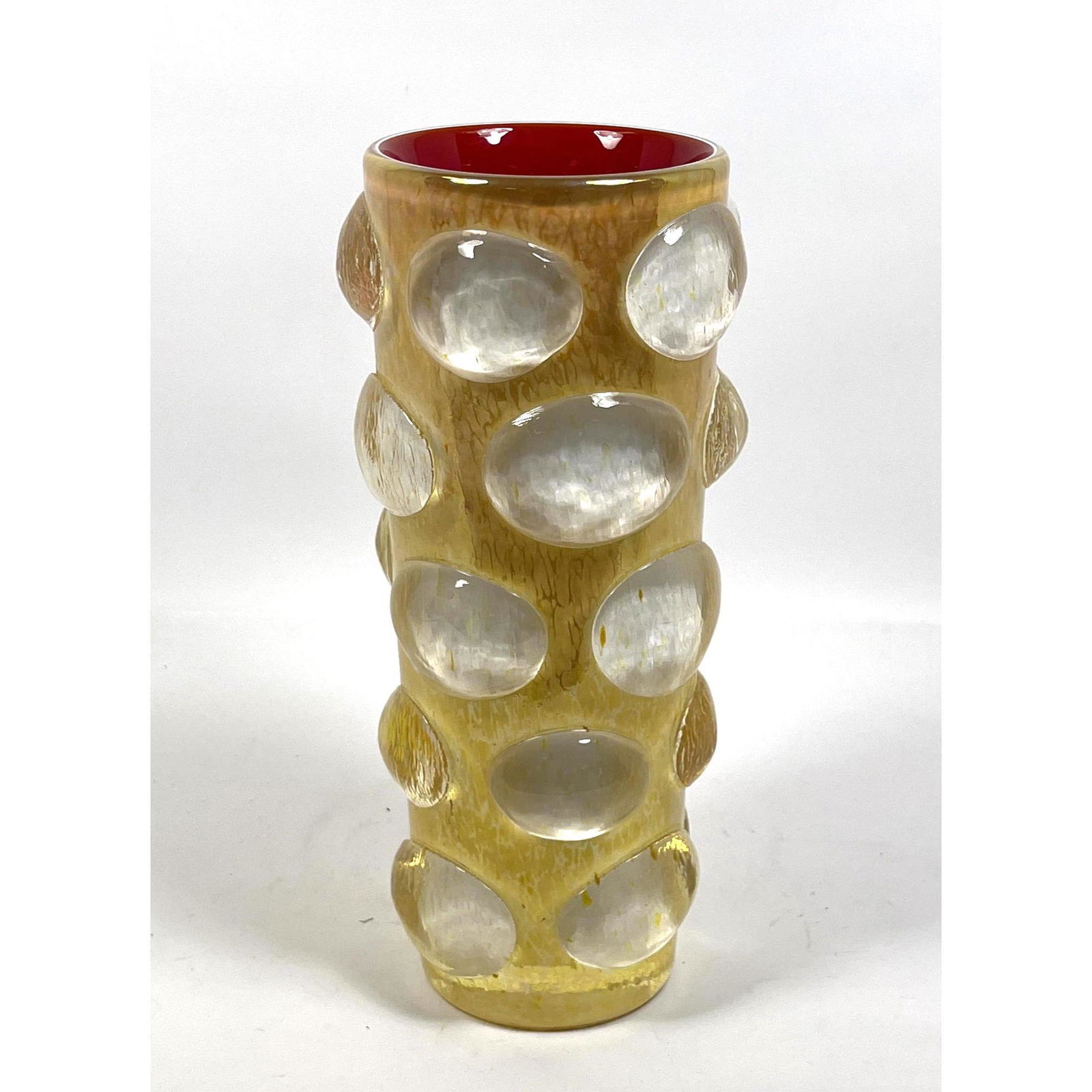 Tall Studio Art Glass Modernist Vase. Clear glass bubbl (1 of 7)