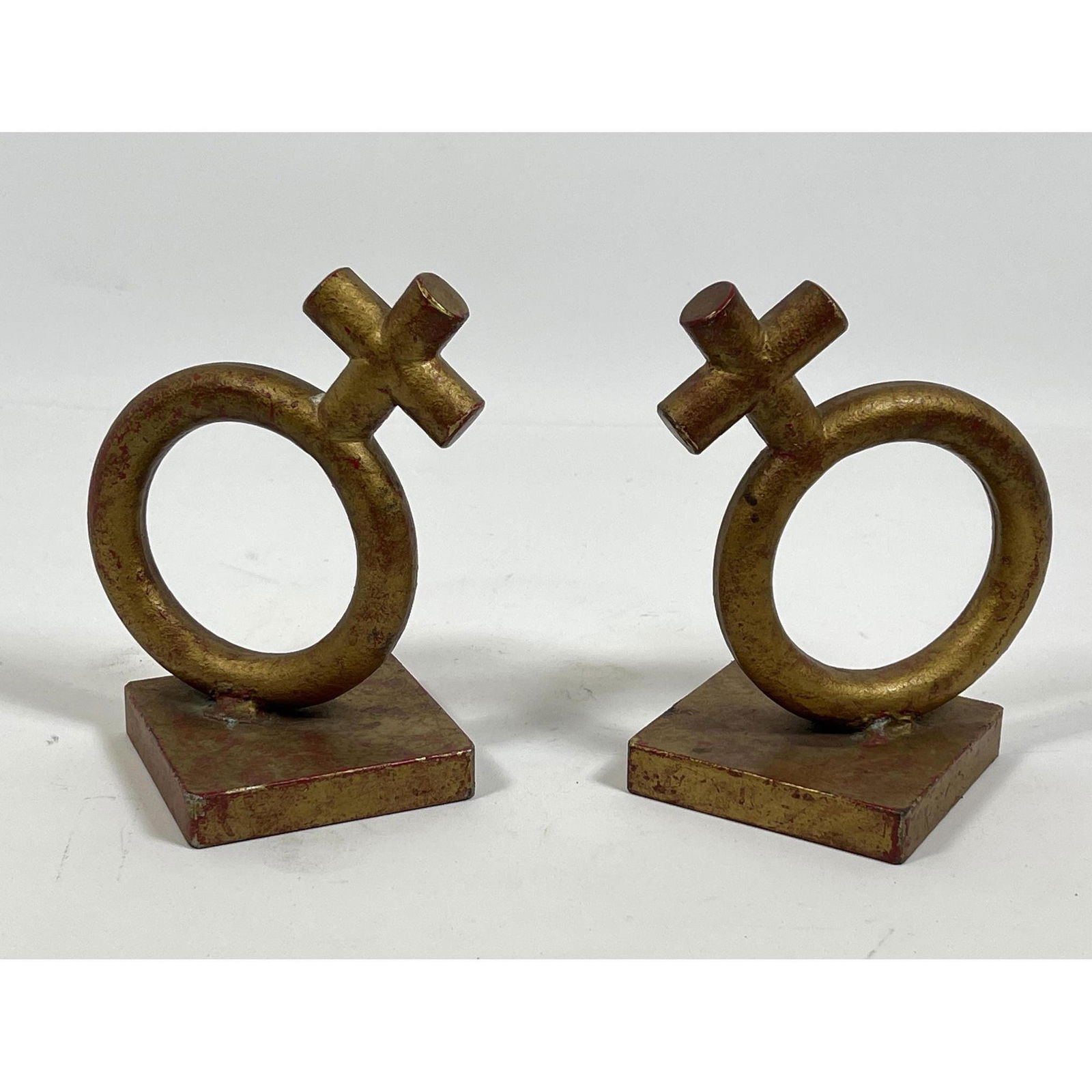 Pr C JERE Gilt Iron Bookends.  Female symbol. Venus. Mi (1 of 7)