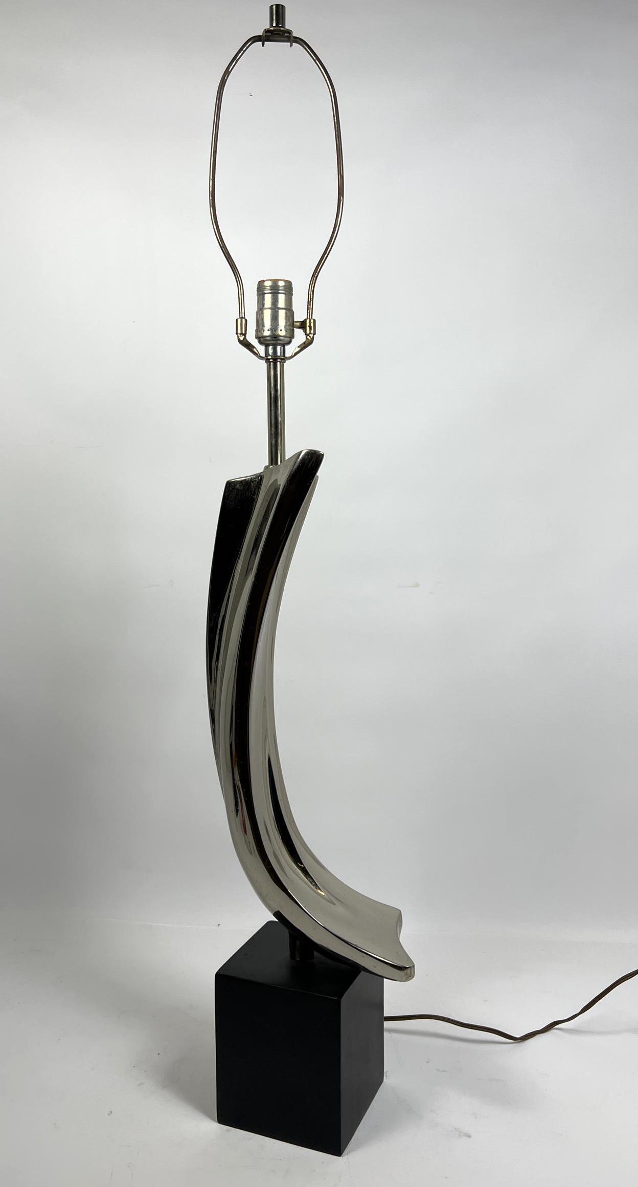 Chrome LAUREL Modernist Table Lamp. Tempestini style. M (1 of 8)
