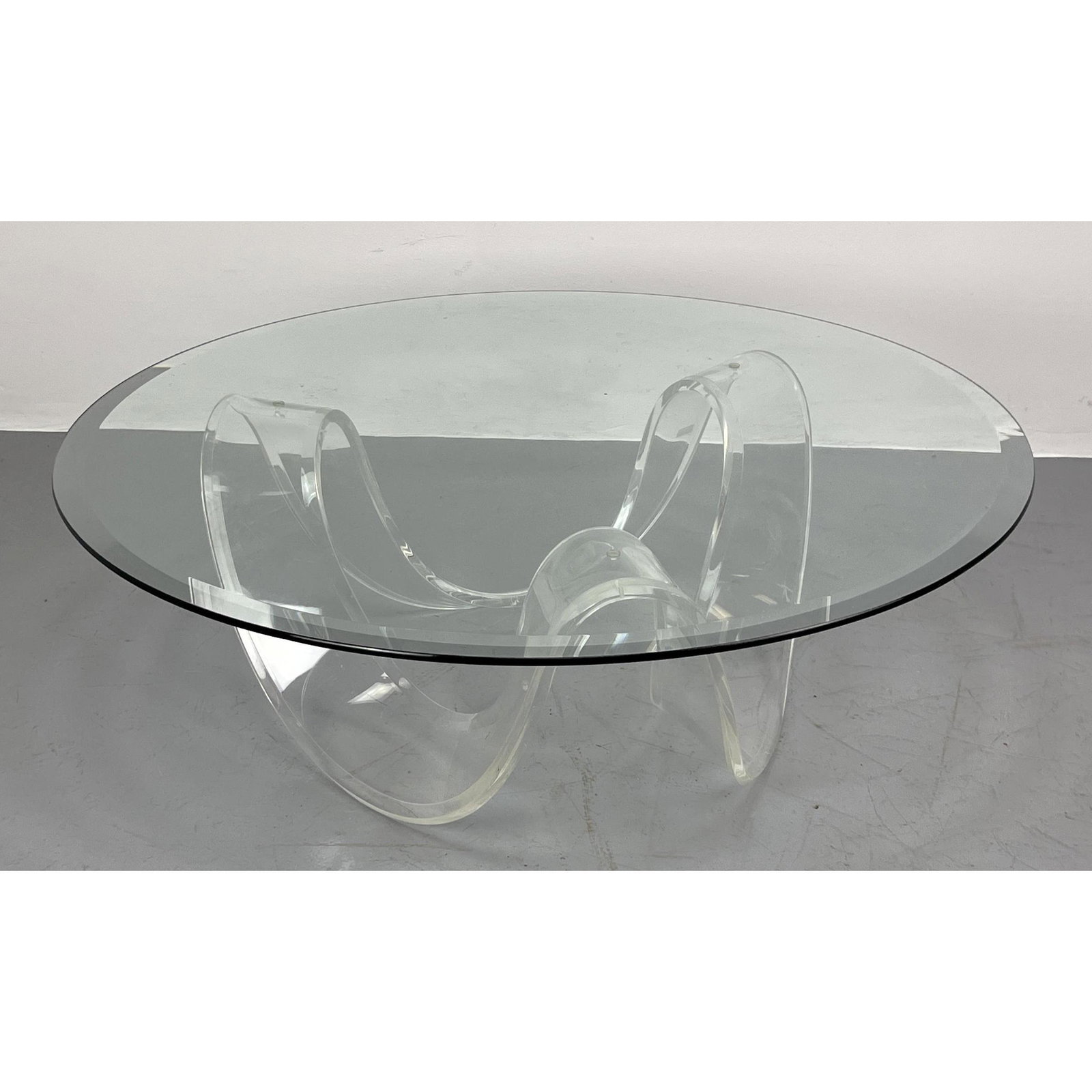 Ribbon Form Lucite Acrylic Coffee Table with Glass Top. (1 of 9)