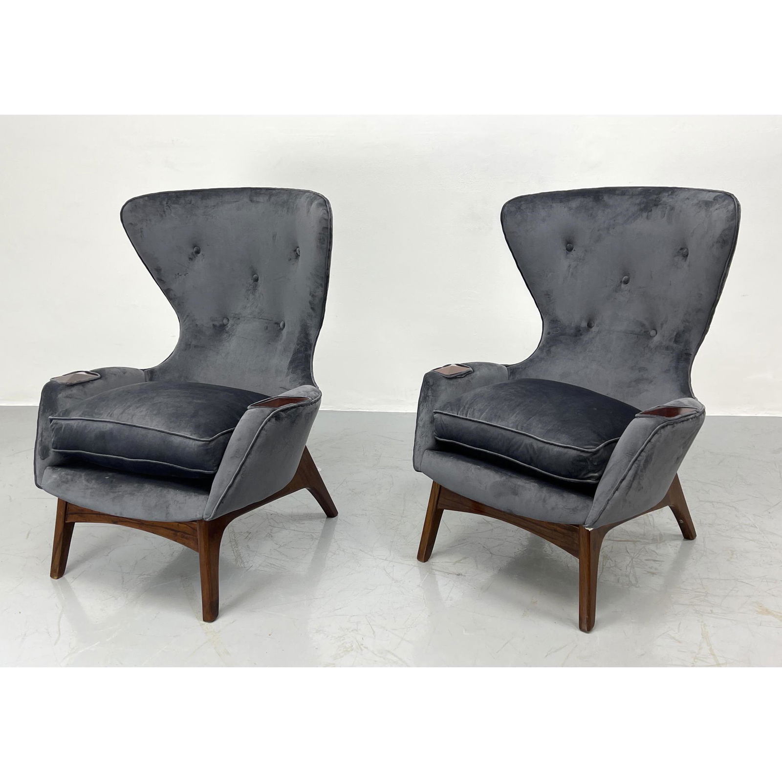 Pr Adrian Pearsall Style Modernist Lounge Chairs. Gray
