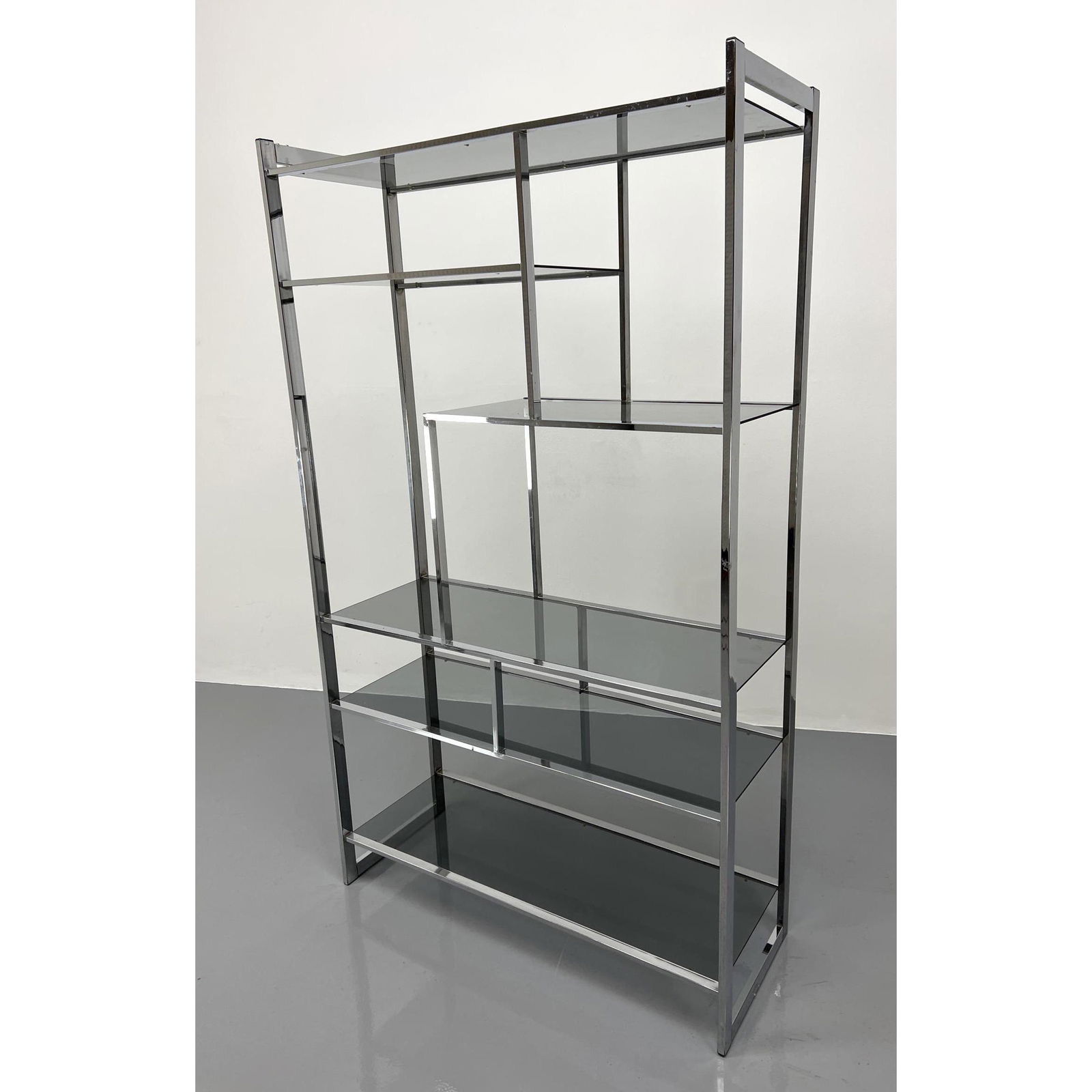 Milo Baughman style Chrome Frame Etagere Display Shelve (1 of 8)