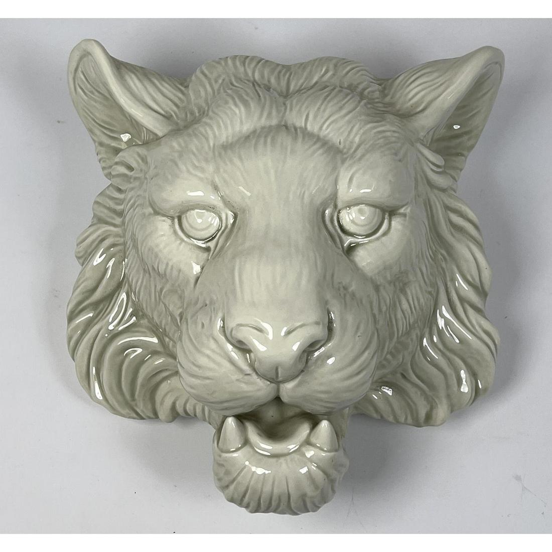 Glazed FITZ & FLOYD Lion Head Wall Planter. Paper label (1 of 7)