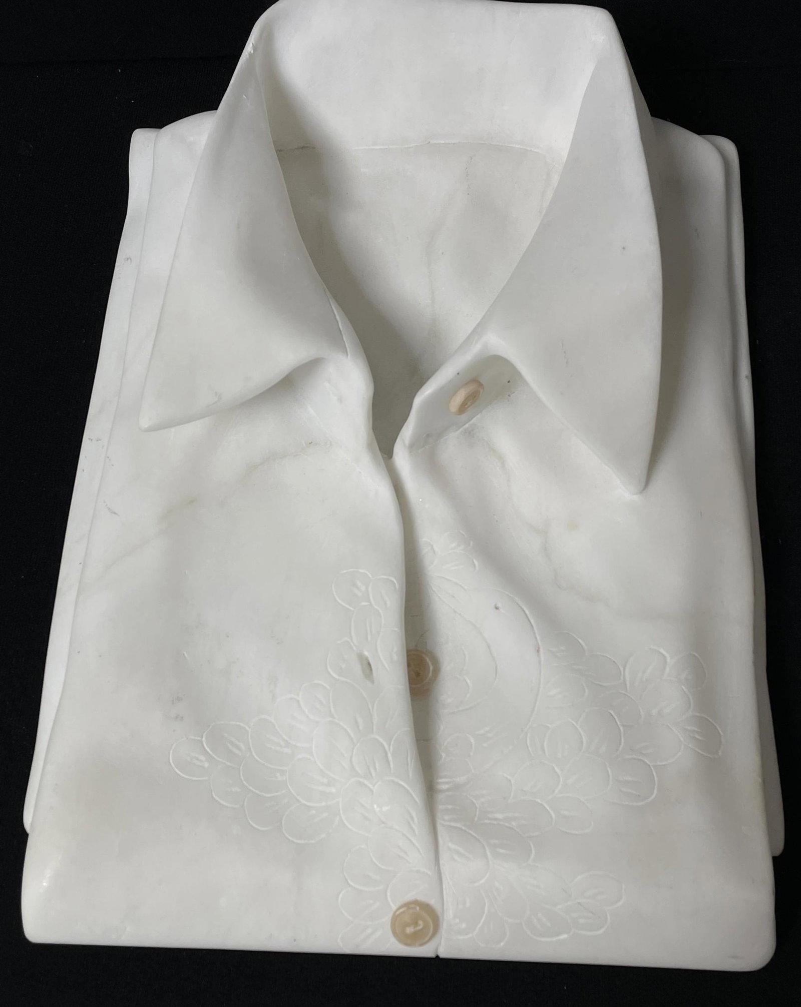 Trompe L'Oeil Carved white  Marble "Folded Man's Dress (1 of 6)