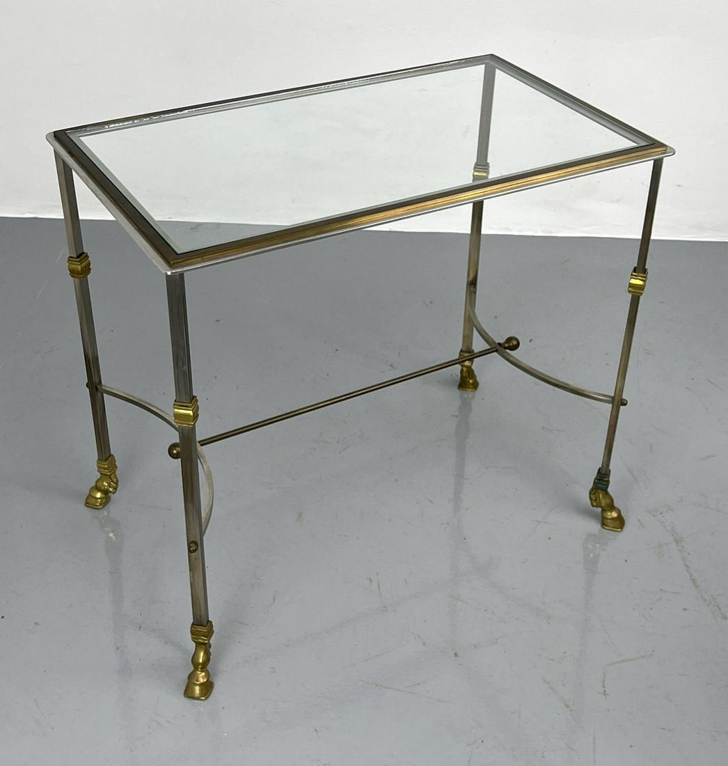 Regency style Brass and Glass Side End Table. Stainless (1 of 9)