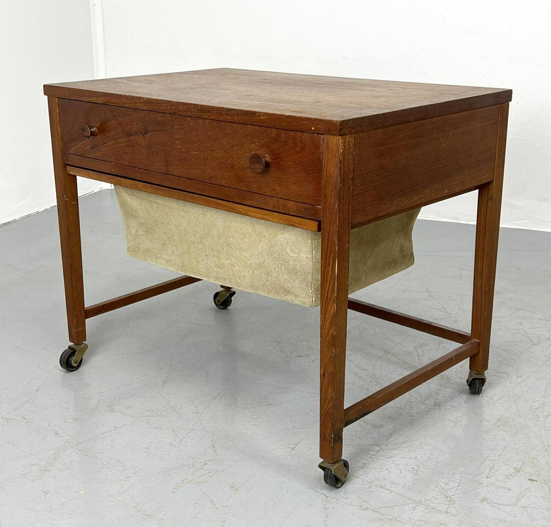 Danish Modern Teak Rolling Sewing Cabinet. Rolls on cas (1 of 16)