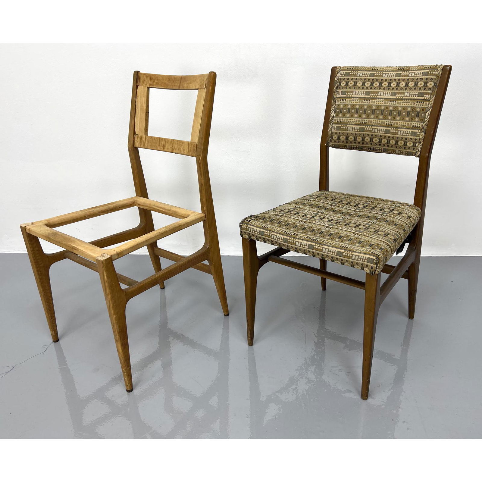 2pc GIO PONTI Side Chairs. One dark stained frame with (1 of 6)