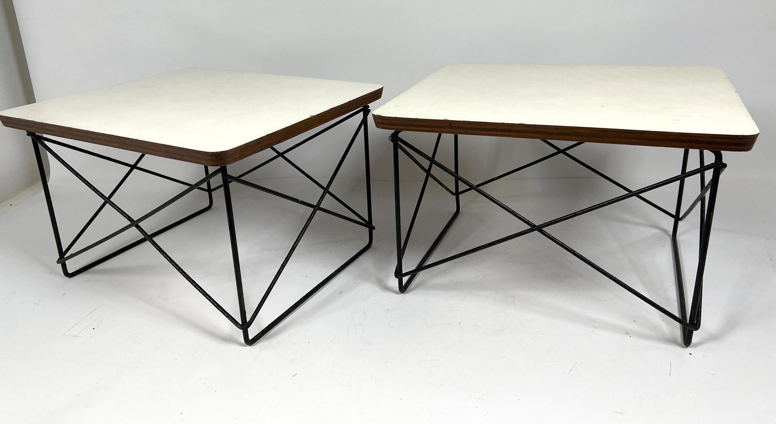 Pair Eames Herman Miller LTR Tables. Black and White. (1 of 6)