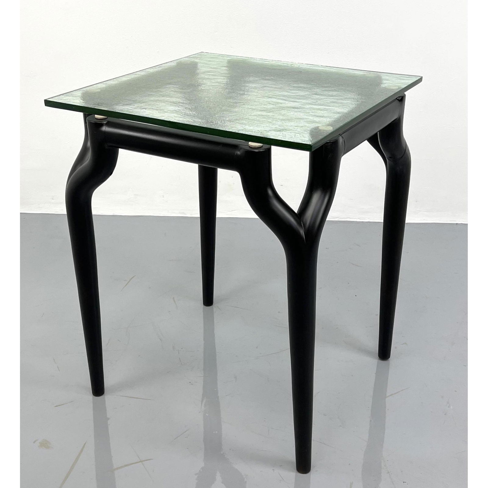 KRISTIAN Ebonized Frame Glass Top Side Table. Modernist (1 of 8)