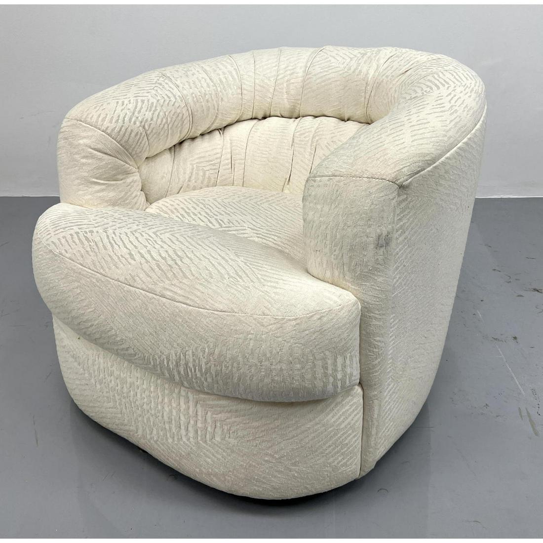 Off White Barrel Back Swivel Lounge Chair. (1 of 8)